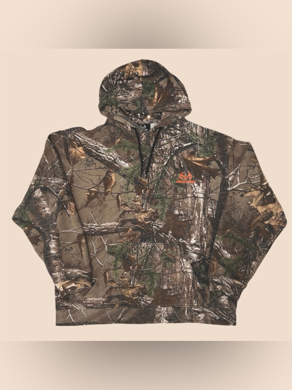 Y2K Realtree AOP Realtree Xtra Camo Pattern Hoodie Faded Large